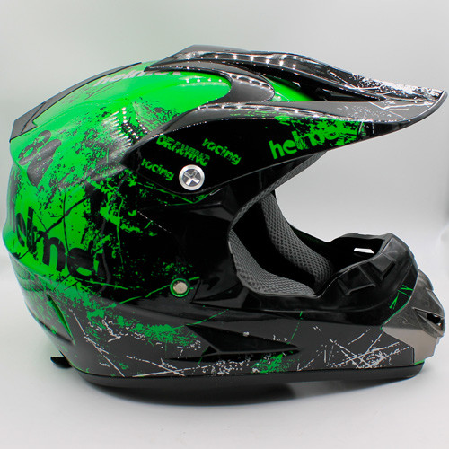 Детский мото шлем AHP Racing green